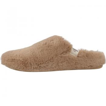 Zapatillas de casa abiertas de mujer Victoria modelo 1081119V color beige con pelo soft y plantilla tipo borreguito