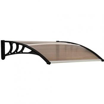 Tejadillo de Protección Exterior 75x100 cm con Soporte de Aleación de Aluminio contra Sol y Lluvia - Marrón Translúcido