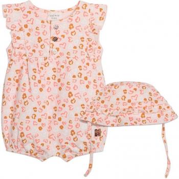 Conjunto de bebé niña de pelele y gorrito en color rosa de algodón - Carrement Beau Y30014