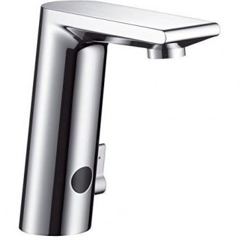 Hansgrohe 31100000 Metris S Grifo electrónico de Lavabo con Pila y regulación de Temperatura Manual, Cromo