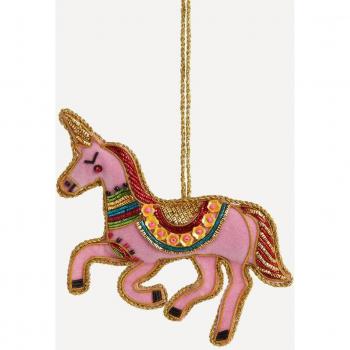 Colgante Unicornio bordado Navidad con detalles brillantes y cinta de satén - Edición Especial El Corte Inglés