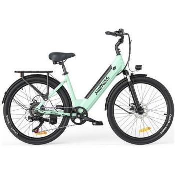 Bicicleta Eléctrica HillMilES MileCity 1 - Motor 250W, Batería 36V 13Ah, Ruedas de 26, Frenos de Disco Mecánicos - Verde