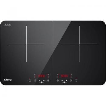 Placa de Inducción Portátil Ciarra 2 Zonas 3500W con 9 Niveles y Temporizador, Seguridad para Niños