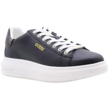 Guess Vibo Genuine Leather Sneakers, Female, Black, Size: 9 US, Lace-Up, Rubber Sole