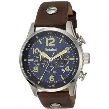 Timberland Men's Luxury Leather Strap Quartz Watch - Multifunctional Blue Dial (Model TBL.15376JS-03, Ø 44 mm)