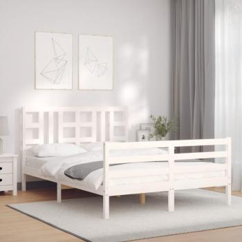 Cama de Matrimonio Redonda Húmeda con Cabecero Blanco en Madera Maciza
