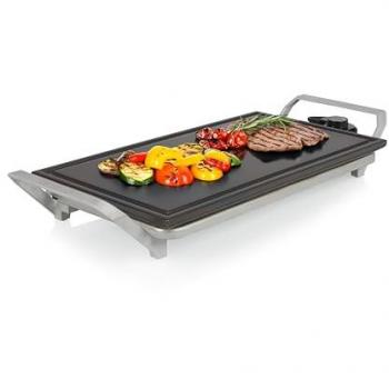 Princess Table Chef Premium Plancha eléctrica de piedra 1500 W, superficie extra grande 46 x 26 cm, placa de parrilla de cerámica, libre de PFAS, termostato ajustable, incluye 4 espátulas