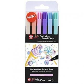 Estuche de 6 rotuladores pincel Koi para colorear en tonos dulces Sakura