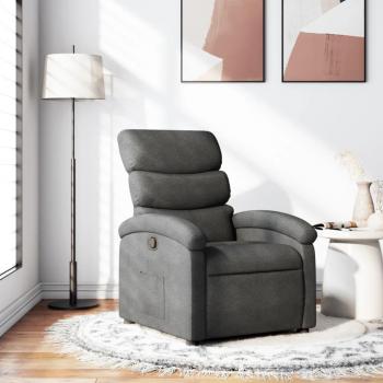 Sillón reclinable de tela gris claro, gris oscuro y negro - Sillón cómodo para dormitorio y sala de estar, silla relax sofá