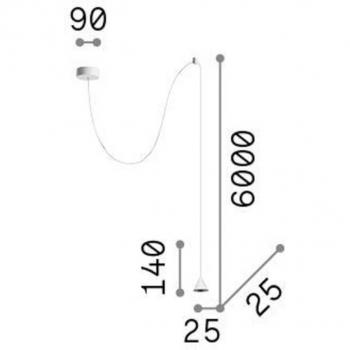 Ideal Lux Archimede Lámpara Colgante LED Cono Negro Metal 250Lm 3000K