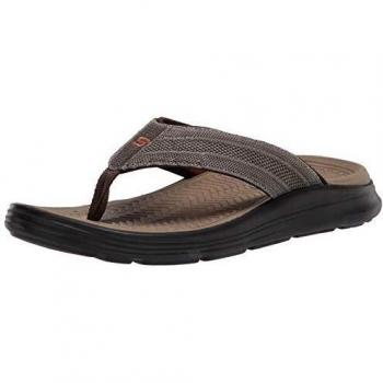 Skechers USA Men's Sargo Point Vista, Chanclas Hombre, Lt Brown Knitted Mesh, 42 EU