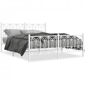 Cama de metal blanco con cabecero y piecera 160x200 cm