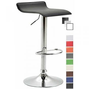 Taburete de Bar Dyn V2 en Similcuero Negro, Altura Ajustable y Giratorio con Base Cromada