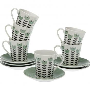 Juego de 6 Tazas con Plato Versa Erna Porcelana