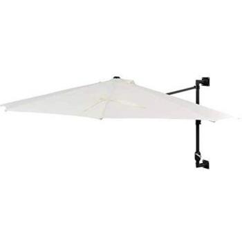 vidaXL Sombrilla Pared Barra Metal 300 cm Arena Parasol Paraguas Mueble Jardín