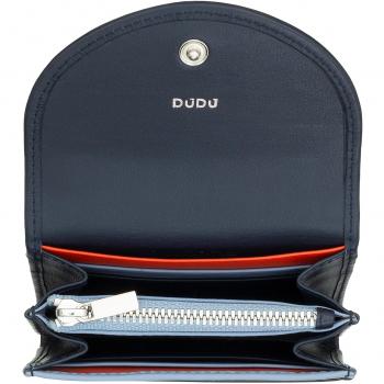 Cartera pequeña de mujer Dudu de piel con solapa, cremallera interior y cierre de botón, diseño compacto y colorido