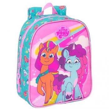 Mochila Guardería Adaptable Carro My Little Pony Magic 22x27x10 cm, color rosa/turquesa, cómoda y versátil, ideal para guardería, calidad y resistencia