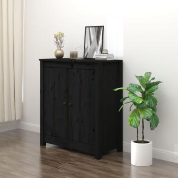 Aparador negro de madera maciza de pino 70x35x80 cm
