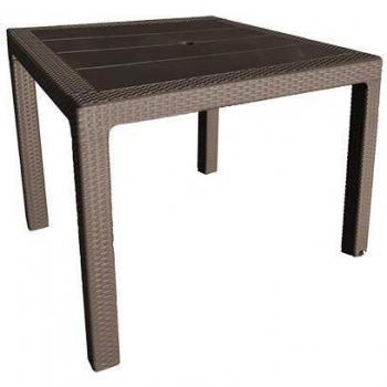 Garden of Life Mesa Elegante Ratán 80x80 x 72 cm. de tecnopolímero + Fibra de Vidrio Color Wengue
