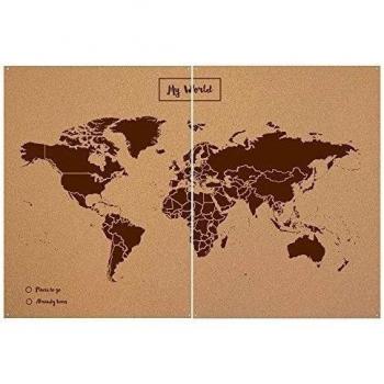 Miss Wood Map Mapa del Mundo de Corcho, Marrón, XXL