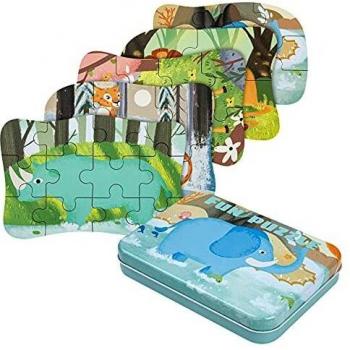 BBLIKE Puzzle Infantil de para niños Rompecabezas de Animales, puzle de 5 imágenes, puzle de Madera, Adecuado para niños y niñas a Partir de 3, 4 y 5 años