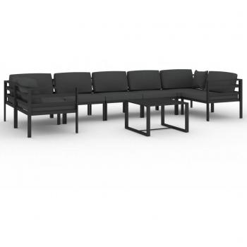 8-Piece Anthracite Aluminum Garden Lounge Set with Cushions
