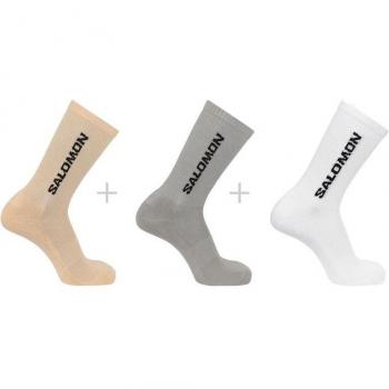 Calcetines deportivos Salomon Everyday Crew 3-Pack Blanco/Beige/Gris (L)