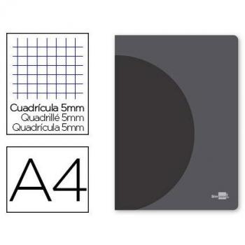 Libreta Liderpapel 360 Tapa de Plástico A4 48 Hojas 90g/m² Cuadrícula de 5mm con Doble Margen Tapa Negra