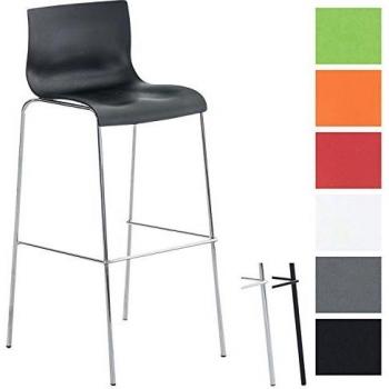Taburete Hover de Diseño en Polipropileno Negro con Base Cromada de 4 Pies y Apoyo para los Pies