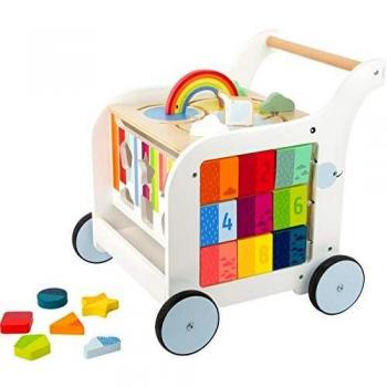 Small Foot 11607 Elephant Walker Made of Wood, for Baby's First Steps, Multifunctional for Motor Skills Training Toys