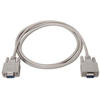 NANOCABLE 10.14.0602 - Cable Serie RS232 de comunicaciones Null Modem, DB9/H-DB9/H, Hembra-Hembra, Beige, 1.8mts