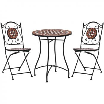 3 Piece Mosaic Bistro Set Ceramic Tile Terracotta