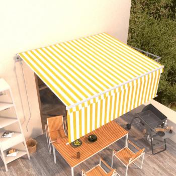 Tienda Retráctil Automática 4,5x3m Amarilla y Blanca con Volante