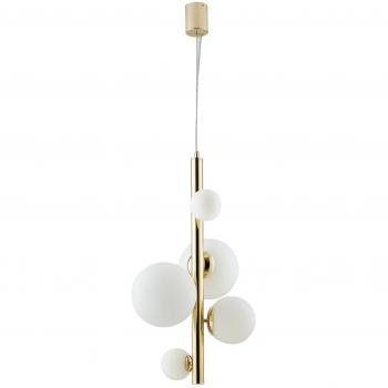 Colgante Hera Oro 180-72 Cm - Colgante de techo Globe, oro, ópalo, G9 - Fan Europe