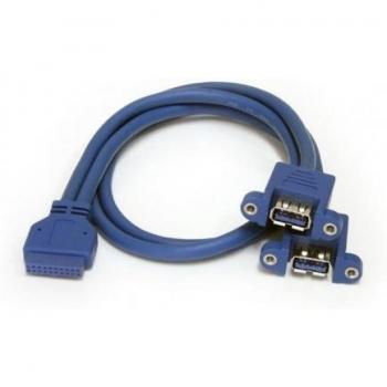 StarTech.com Cable Extensor 50cm 2 Puertos USB 3.0 para Montaje en Panel conexión a Placa Base - Hembra USB A - Cable USB