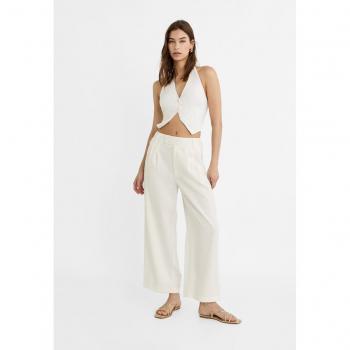 Stradivarius Pleated Culottes Ecru
