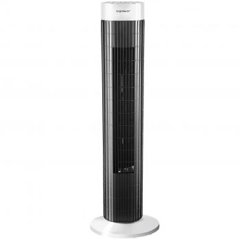 Aigostar Ben 33JTS - Ventilador de torre oscilante, temporizador programable, 3 velocidades, motor de 45 W, oscilación de 85º y altura de 76 cm. Color blanco y negro. Diseño exclusivo.