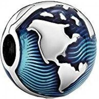Clip Charm Globo Terráqueo Azul Pandora 799429C01 Plata Mujer