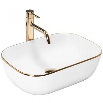 Lavabo sobre encimera REA Belinda borde dorado