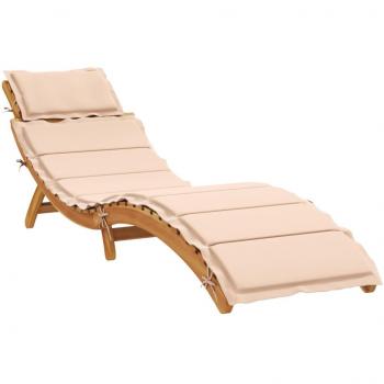 vidaXL Sun Lounger with Cushion Beige Solid Wood Acacia