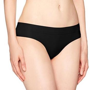 DKNY Women's Active Solid Seamless Thong, Black, Medium