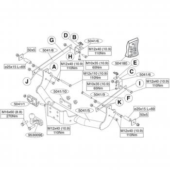 Enganche de remolque BRINK 504100 para CITROËN Jumpy II y FIAT Scudo II, compatible con vehículos comerciales y de pasajeros
