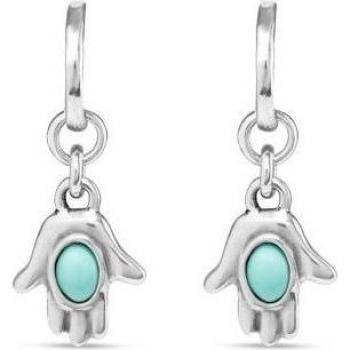 Pendientes Uno de 50 PEN0906TQSMTL0U - Aros de Plata con Charm de Mano y Cristal Turquesa