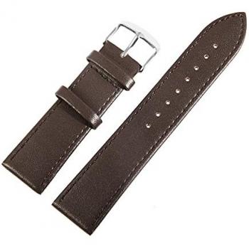 Bracelete de reloj de piel genuina marrón 24 mm con hebilla, correa de repuesto lisa