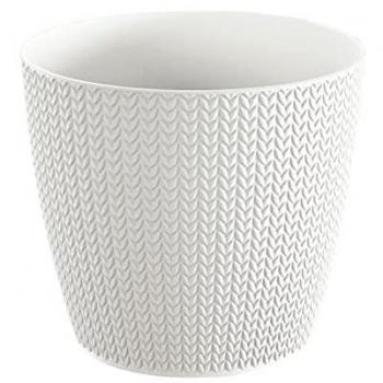 Maceta WHEATY 1L - Resistente, Diseño Moderno, Tamaño Compacto, Dimensiones (mm) 128x128x112, Color Blanco