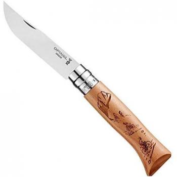 Opinel No.08 Engraved Stainless Steel Pocket Knife - Cycling Edition