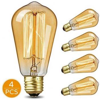 KKTICK Vintage Edison Bombilla, Retro Bombilla E27 Cálido Decorativa Ambar Cálido Bombillas Lámpara de Filamento de Tungsteno para Lluminación Decoración Casa Restaurante Bar Café Tienda