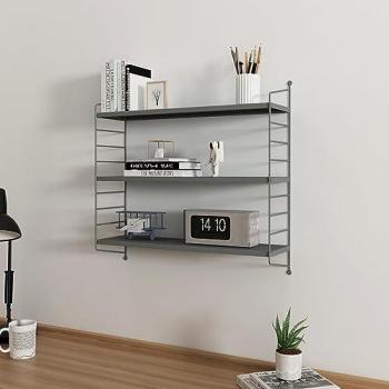 Estantería de pared Strängnäs modular de 3 niveles ajustables en acero antracita 50x60x15 cm
