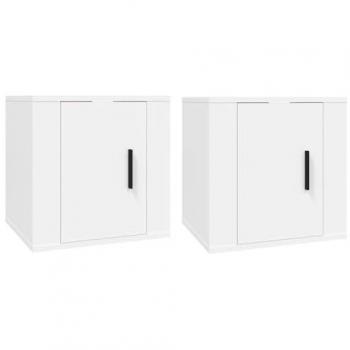 Mueble TV de Pared Multimedia Blanco, Estantería para Televisión Buffet, 2 Piezas, 40 x 34,5 x 40 cm