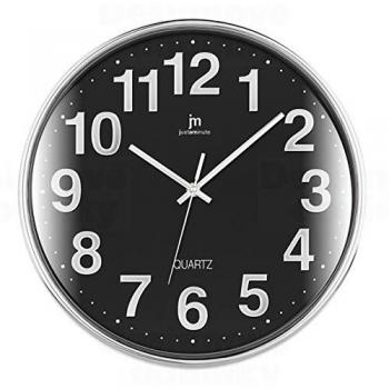 Reloj de Pared Lowell Justaminute 00816N Negro y Cromo, 35cm, ABS Cromado